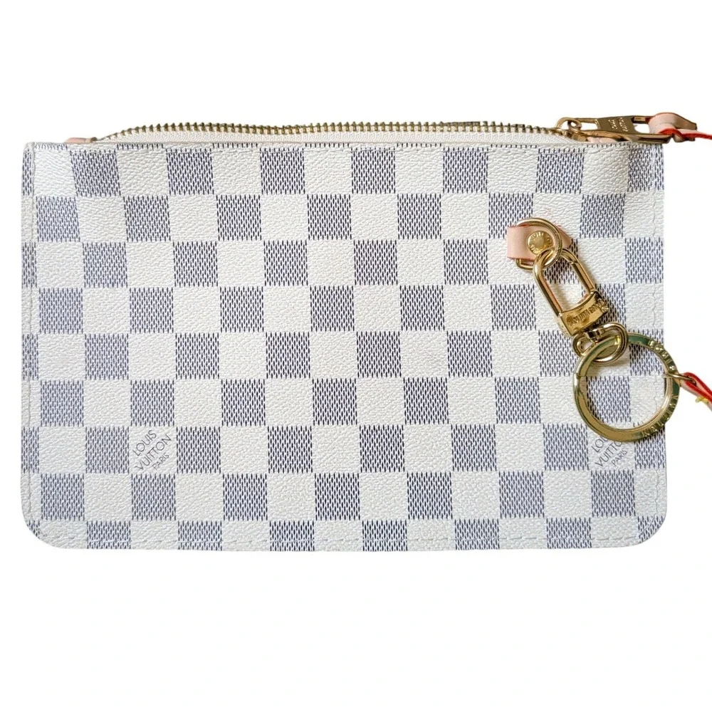 Designer Inspired Polished Heritage Gray & White Checkered Leather Wristlet